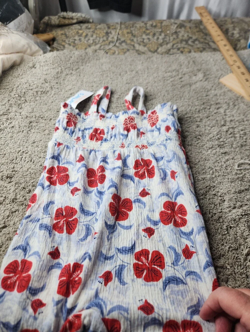 Carter's Just One You Baby Girls' Floral Jumpsuit - White/Red 18M